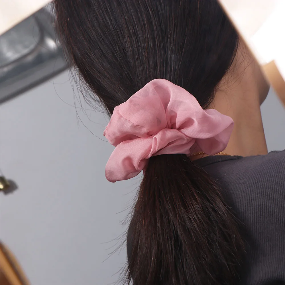 French Style Chiffon Scrunchies Sweet Solid Color Women Hair Scrunchies Temperament Elegant Oversized Hair Ropes Hair Accessory