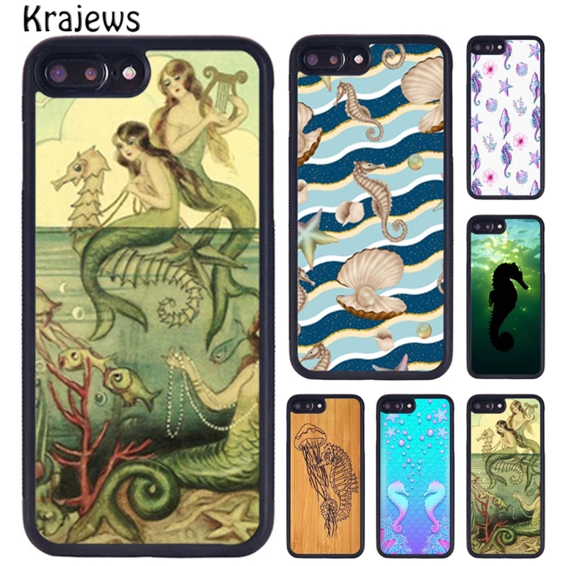 Krajews Starfish Seahorse Pattern Phone Case For iPhone 15 16 14 X XR XS 11 12 mini 13 Pro MAX Plus cover shell coque