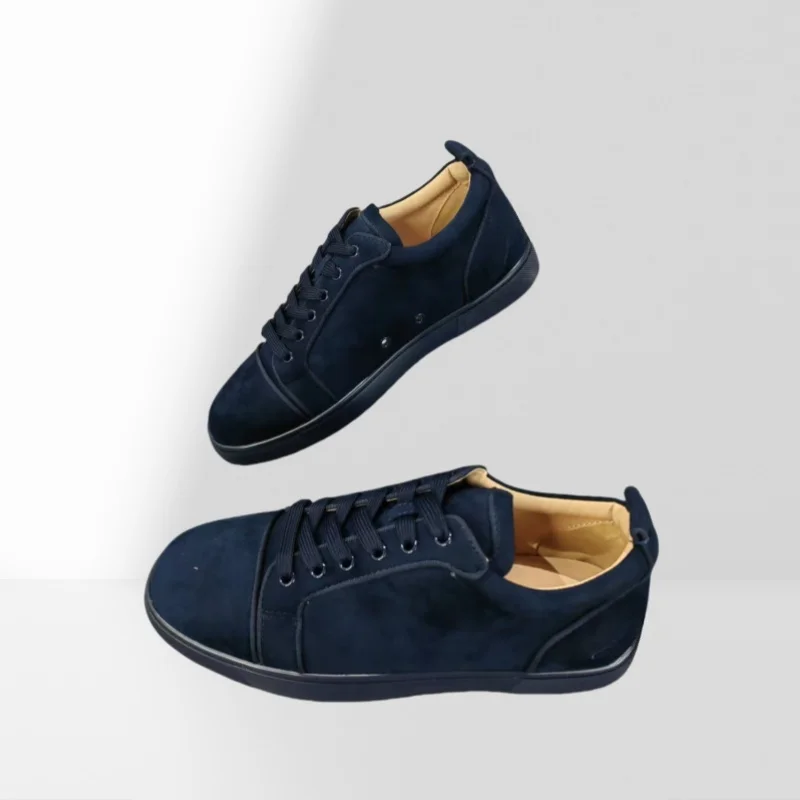 

Luxury Classic Sneakers Blue Leather Round Toe Flat Sole Lace-Up Men's Women's Casual Comfort Plus Size Shoes