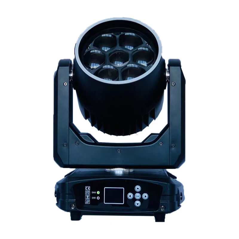 Jacmui 7x40W LED Mini Zoom Moving Head Bee Eyes Light with Aperture Stage Light for KTV Nightclub Private Room Disco