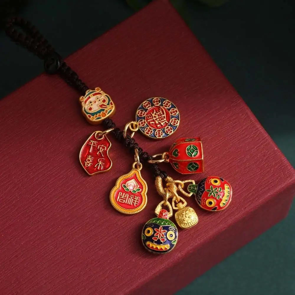 قلادة صغيرة مفاتيح السيارة سحر مفتاح السيارة السحر النمط الصيني بلوتوس محظوظ المفاتيح قصيرة الحبل المنسوجة يدويا مفتاح سلسلة حزام الرجال #3