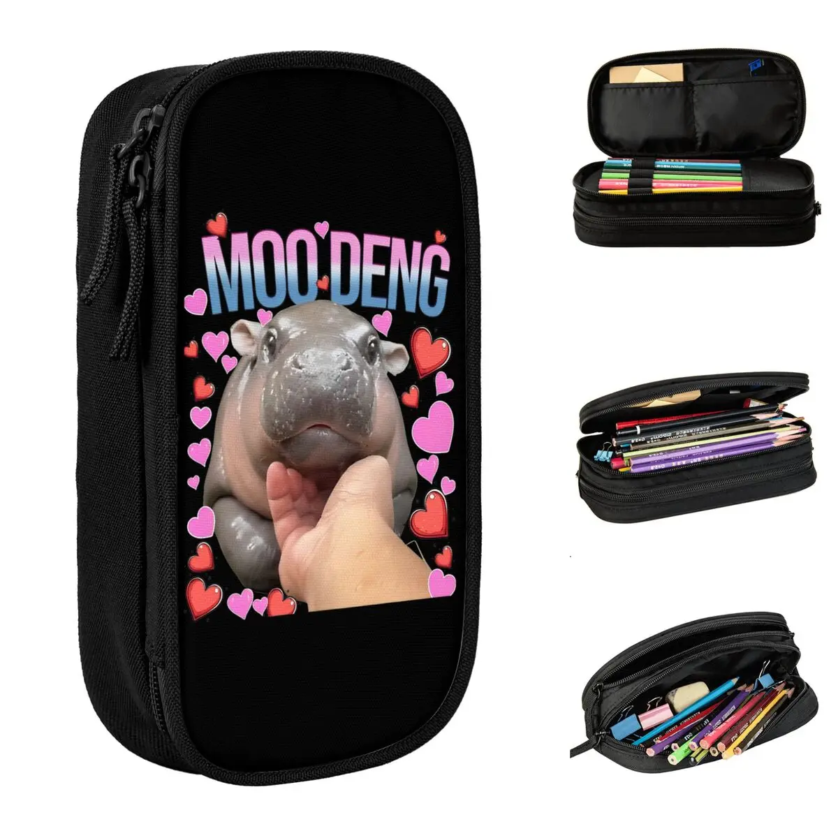 

Милый Moo Deng Забавный милый знаменитый пигми пенал пеналы коробка для ручек для студенческой сумки школьные принадлежности подарочные аксессуары