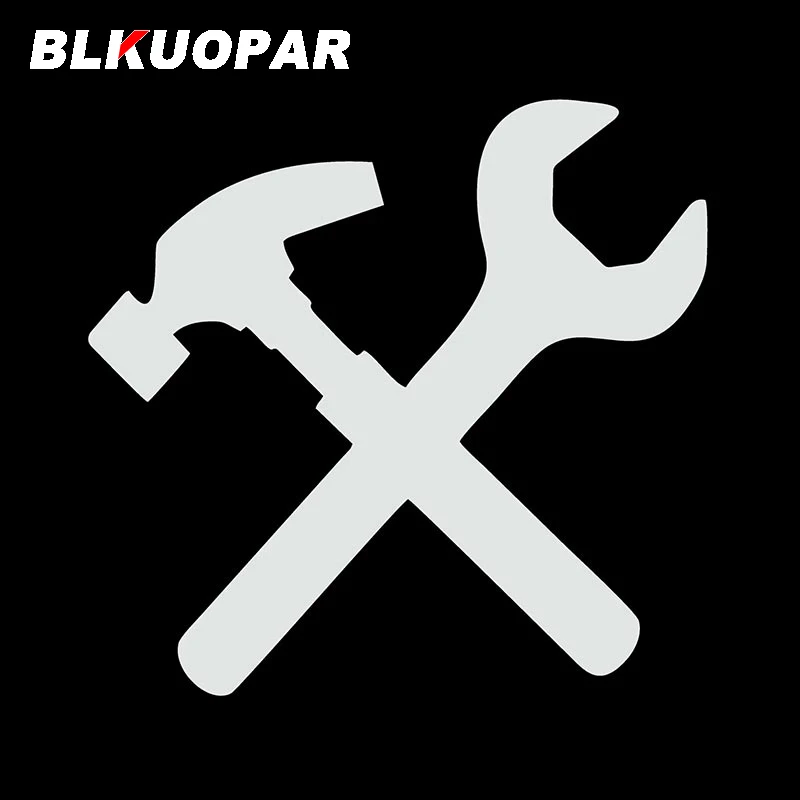 BLKUOPAR Hammer and Wrench Tools Car Stickers Creative Decal Scratch-Proof Die Cut Trunk Surfboard Car Door Protector