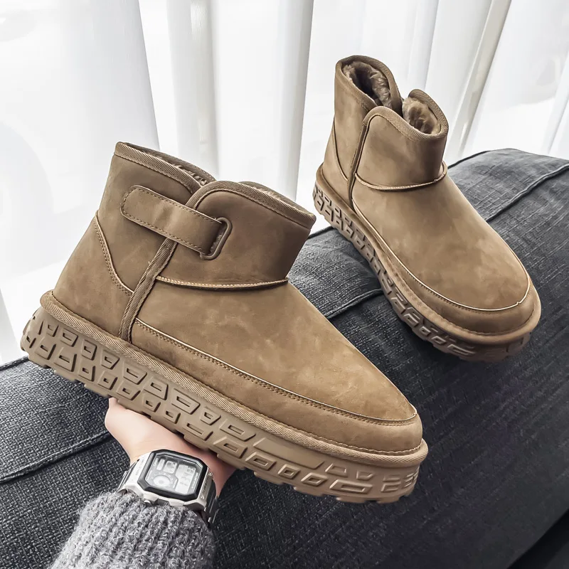 

Winter Mens Outdoor Anti Slip Shoes Plush Lined Thick Warm Cotton Shoes For Cold Weather Hiking