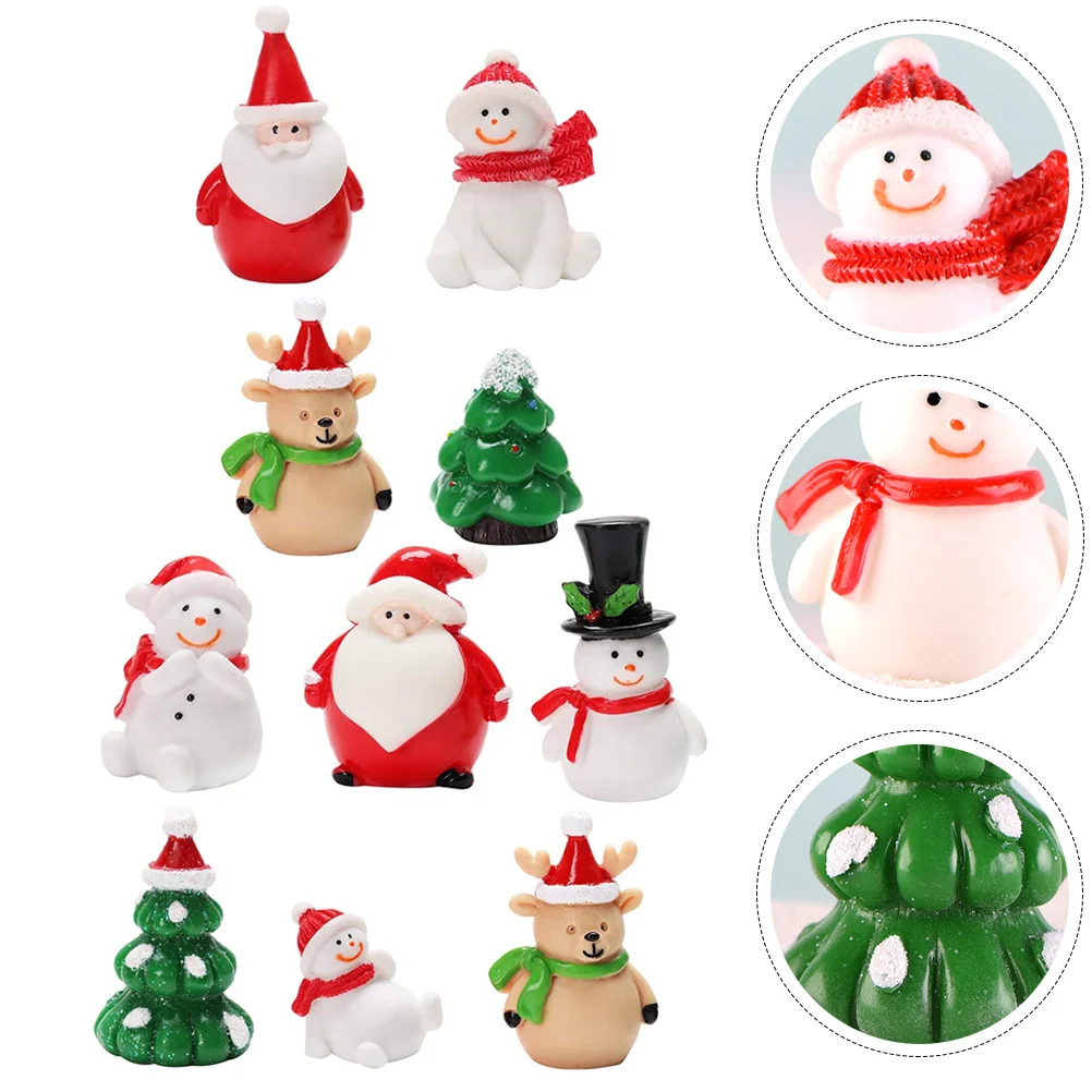

10Pcs Christmas Miniature Ornaments Decorative Resin Craft Home Decoration Festival Gifts Christmas Ornaments Party Supplies