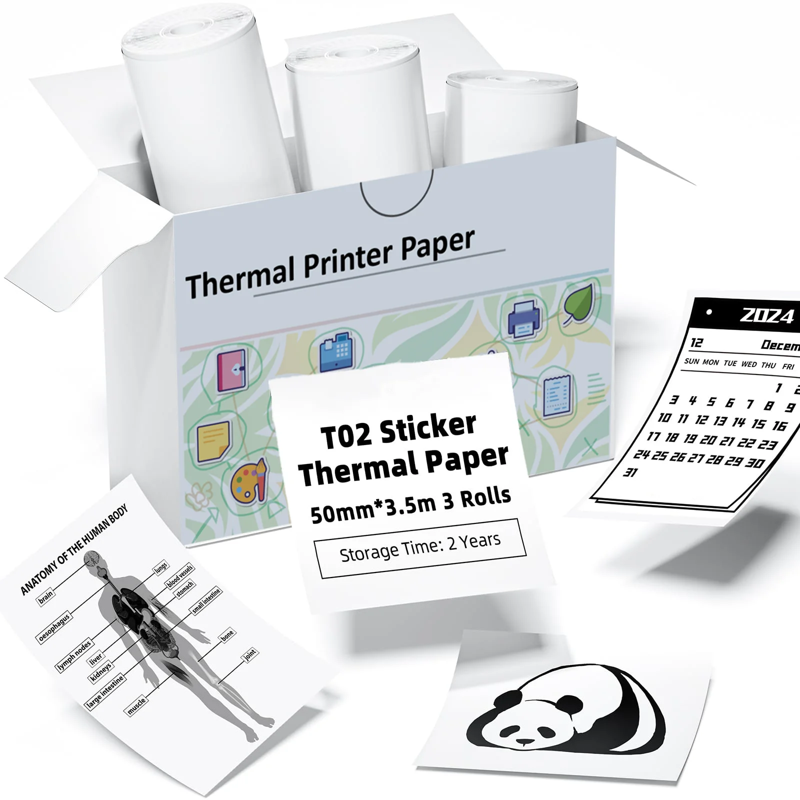 

White Thermal Paper-10-Year Sticky for Journal Photo Texts Study Notes and More Kids Instant Camera To-do Lists 53mm