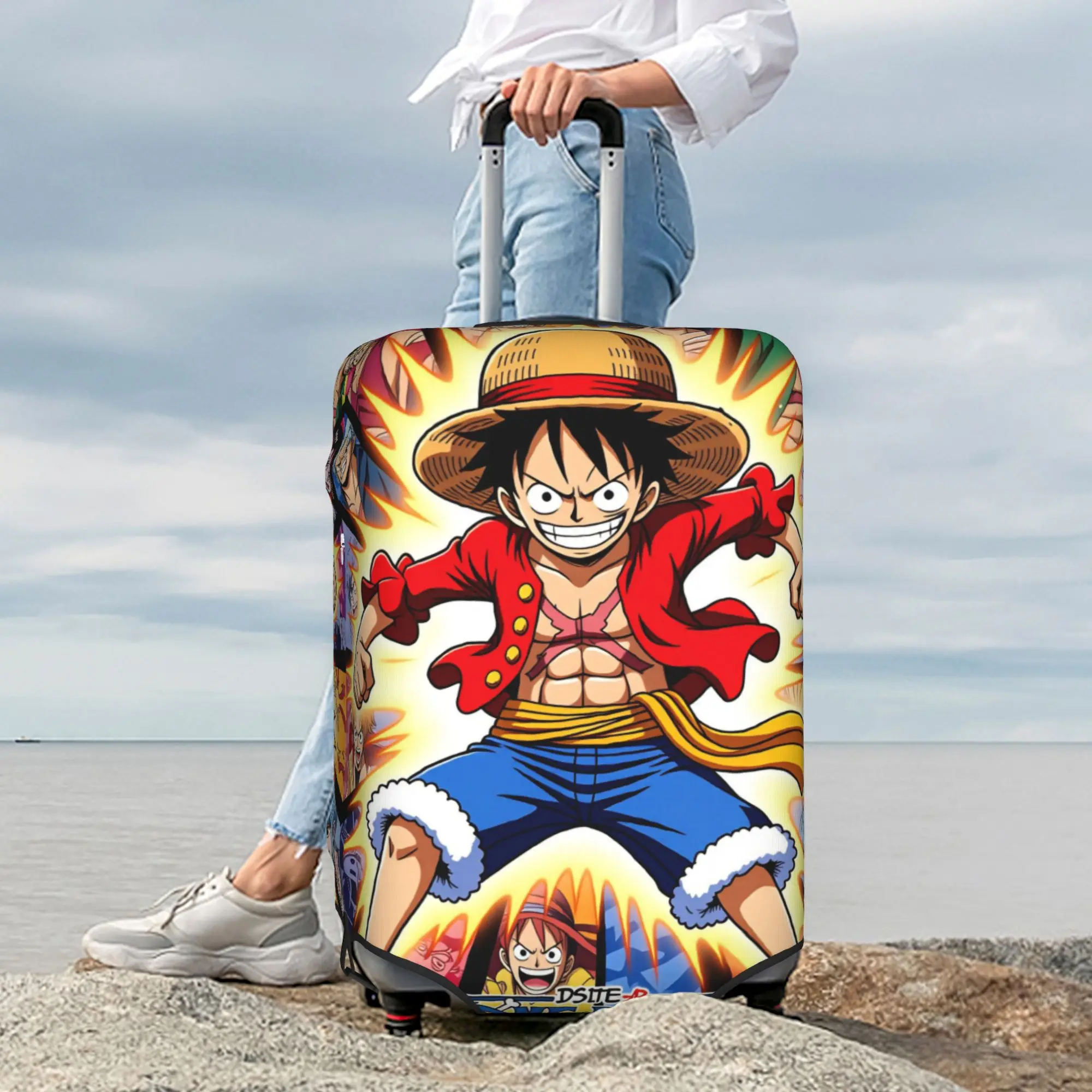 Funda Protectora para Equipaje de One Piece con Diseño de Luffy, Roronoa Zoro, Nico Robin, Nami, Usopp y Franky, a Prueba de Polvo, para Maletas de 18 a 32 Pulgadas