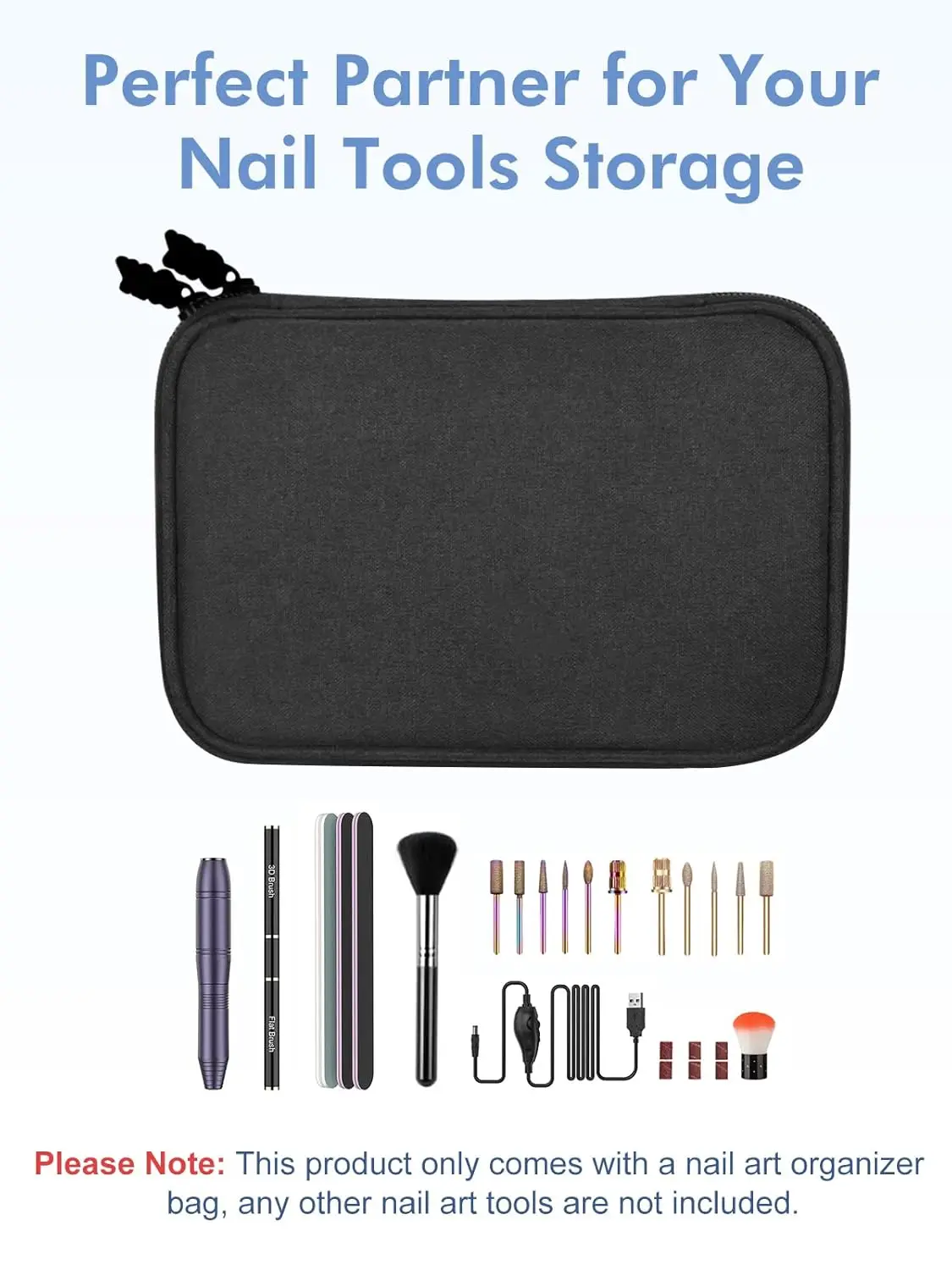 

Portable Nail Drill Bits Holder Bag, Efile Nail Drill Kit Organizer for Nail Techs, Salons, Home Manicure Tool Storage Case