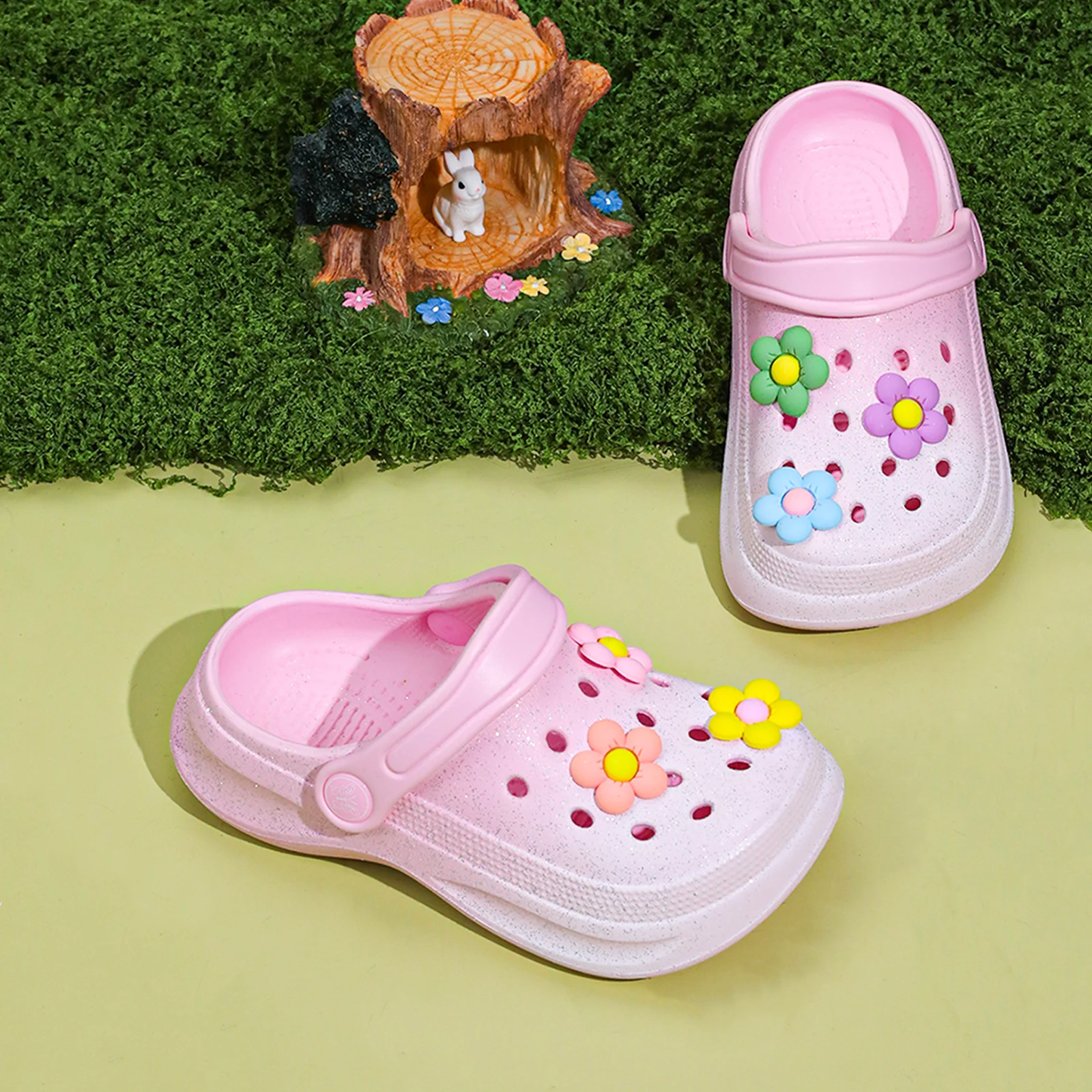 Kids Slip-On Clogs and Mules - Breathable, Waterproof, EVA Garden Shoes with Decorative Chain for Beach and Everyday Wear 168