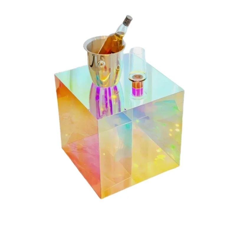 Nordic Style Colorful Acrylic Coffee Table Square Design Home Living Room Sofa Side Bedside Desk Bedroom Decorative Table