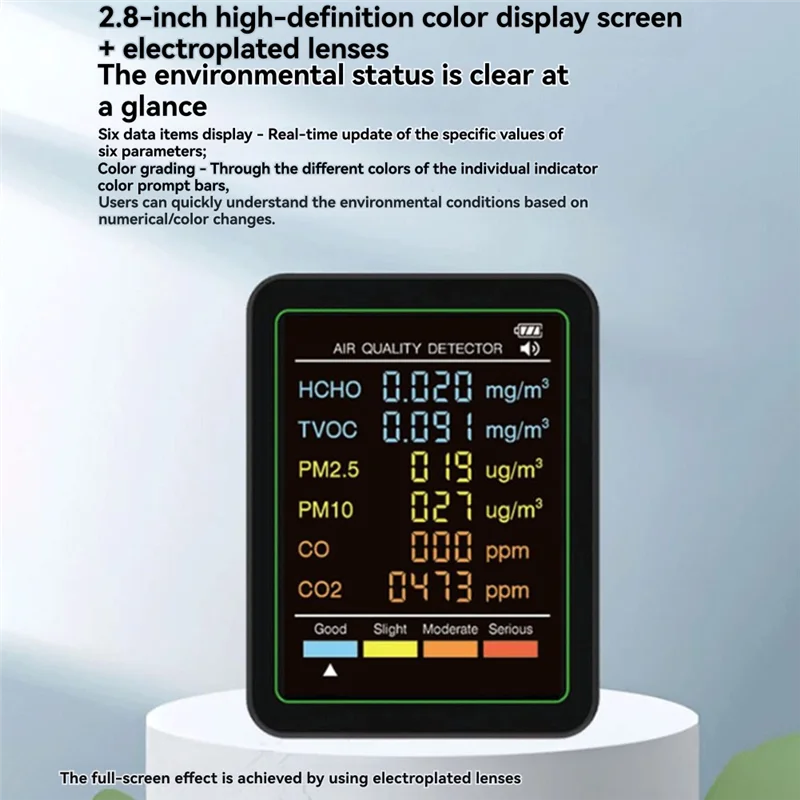 【Laatste kans!】MT07CO 6-in-1 monitor voor binnenluchtkwaliteit Draagbare PM2.5 PM10 tester Huishoudelijke CO CO2 TVOC HCHO luchtkwaliteitsmonitor