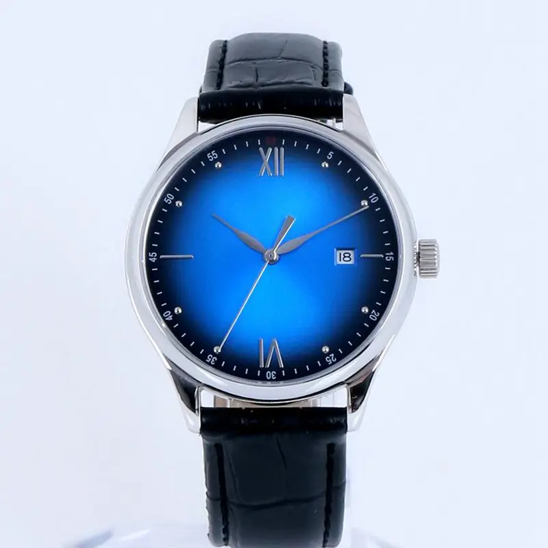 40mm Simple Fashion Gradient Color orologio meccanico automatico calendario orologio da uomo in vetro zaffiro impermeabile Relojes Para Hombre