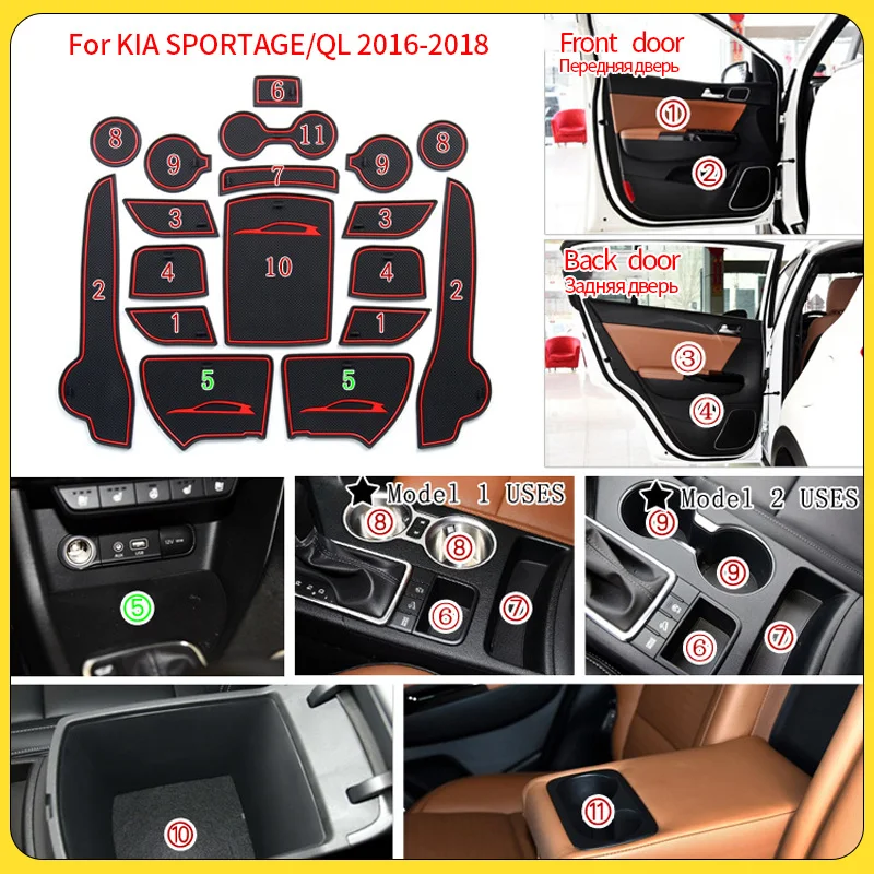 Anti-Slip Mat For KIA SPORTAGE QL K5 2016 2017 2018  Accessories Gate Slot Pad Cup Rubber Decoration Car Interior Stickers