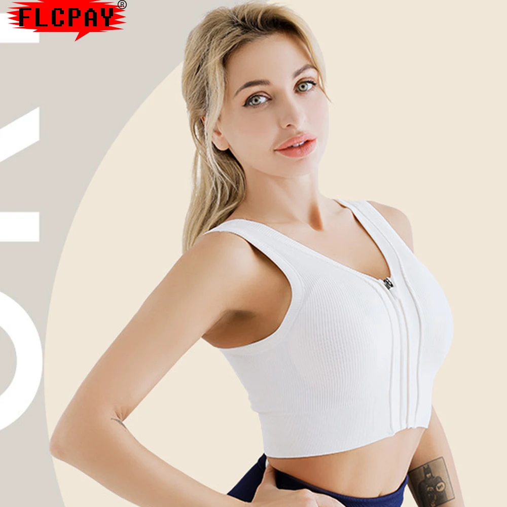 Summer New Shockproof Push-Up Bra Front Zipper Anti-Explosion Buckle Running High-intensity Sports Underwear Women Yoga Gym