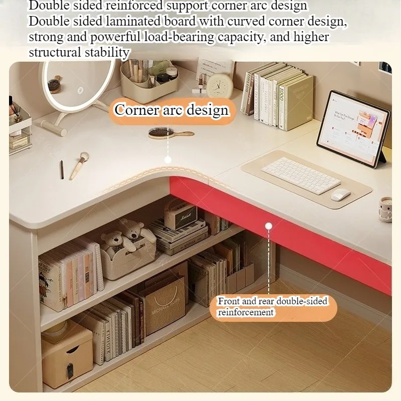 Computer desk Desktop Home bedroom Bookshelf Integrated student learning to write Corner Multifunctional office desk image 4