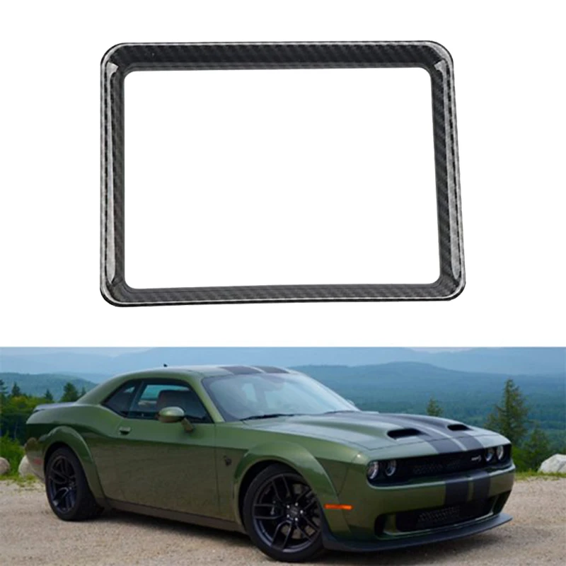 Carbon Fiber Center Console Dashboard Navigation Cover Trim Panel for Dodge Challenger 2015-2020