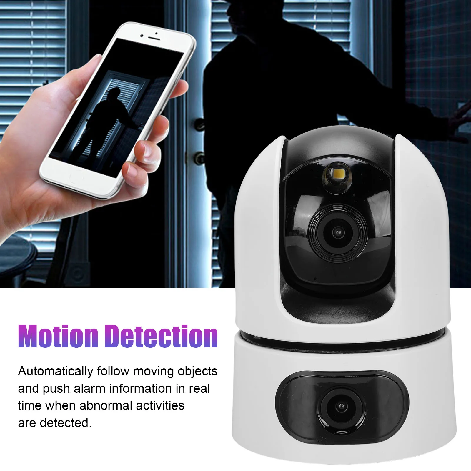 

Double Lens Security Camera Security Camera Motion Detection WiFi 4MP Double Lens Camera with APP for Home Stores Supermarkets