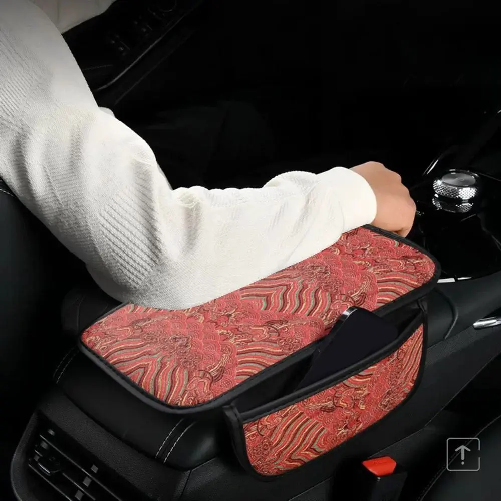 with Pocket Car Center Console Protector Cover Elbow Support Multifunctional Arm Rest Mat PU Leather Car Armrest Storage Pad