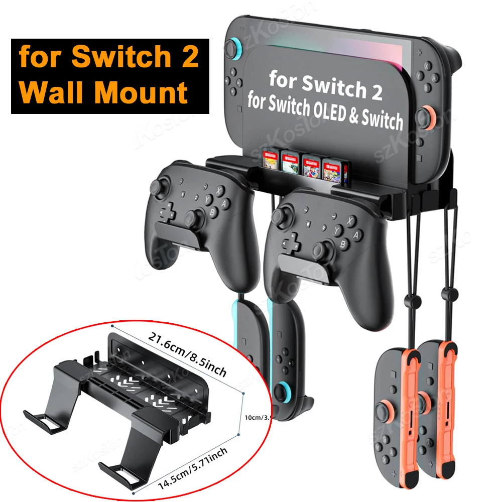 

Metal Wall Mount Stand for Switch 2 Game Consoles & Controller with 8 Game Card Slots 4 Handle Hangers for Switch 2 Accessories