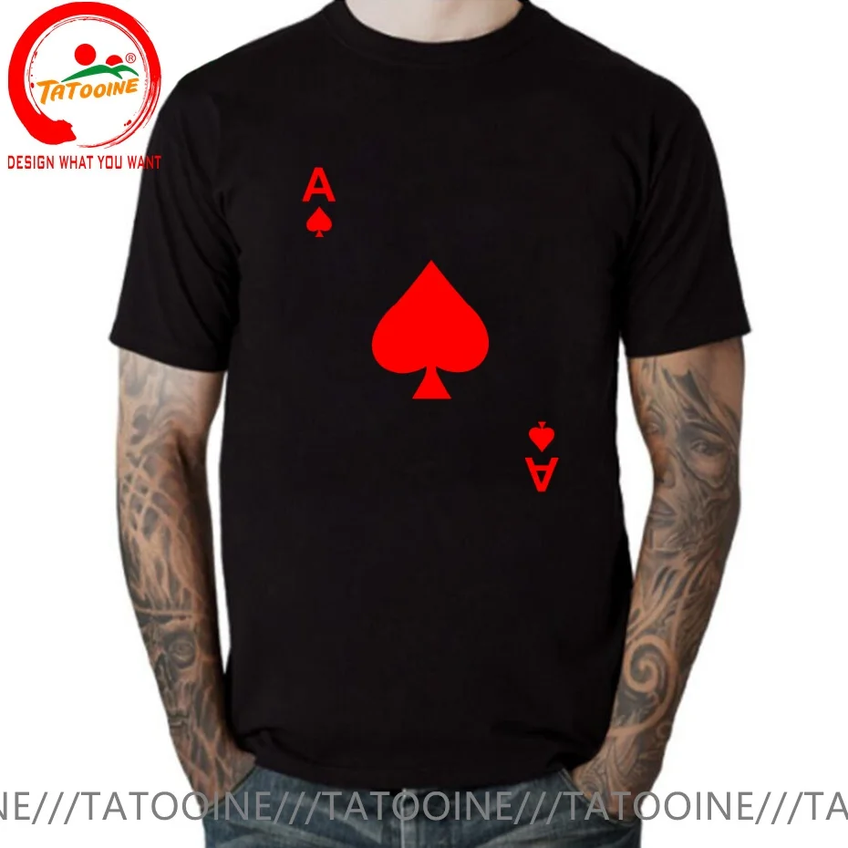 Ace of Spades Black Jack Cards Poker T Shirt Men Fashion Trendy Casual Clothing Stylish Tops Tee Shirt Leisure Tshirt Men's