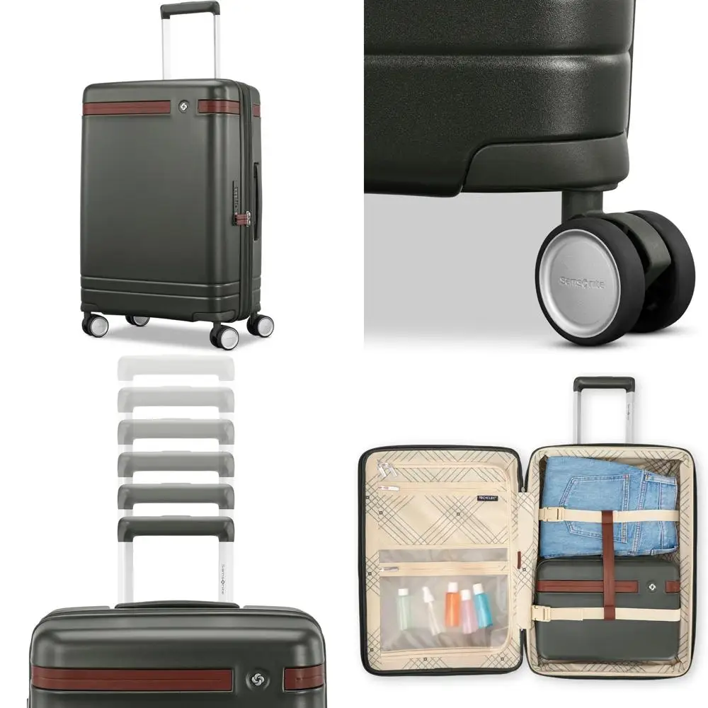 

21-дюймовая ручная кладь по твердой стороне с углом обзора 360° ° вращающиеся колеса и регулируемая ручка.