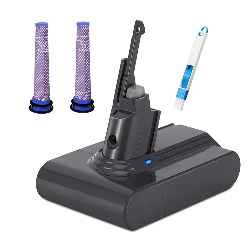 Remplacement de l'adaptateur de batterie V7, 2 filtres X, brosse 21.6V, plastique gris foncé pour aspirateurs Dyson V7 Animal Extra Absolute et Trigger