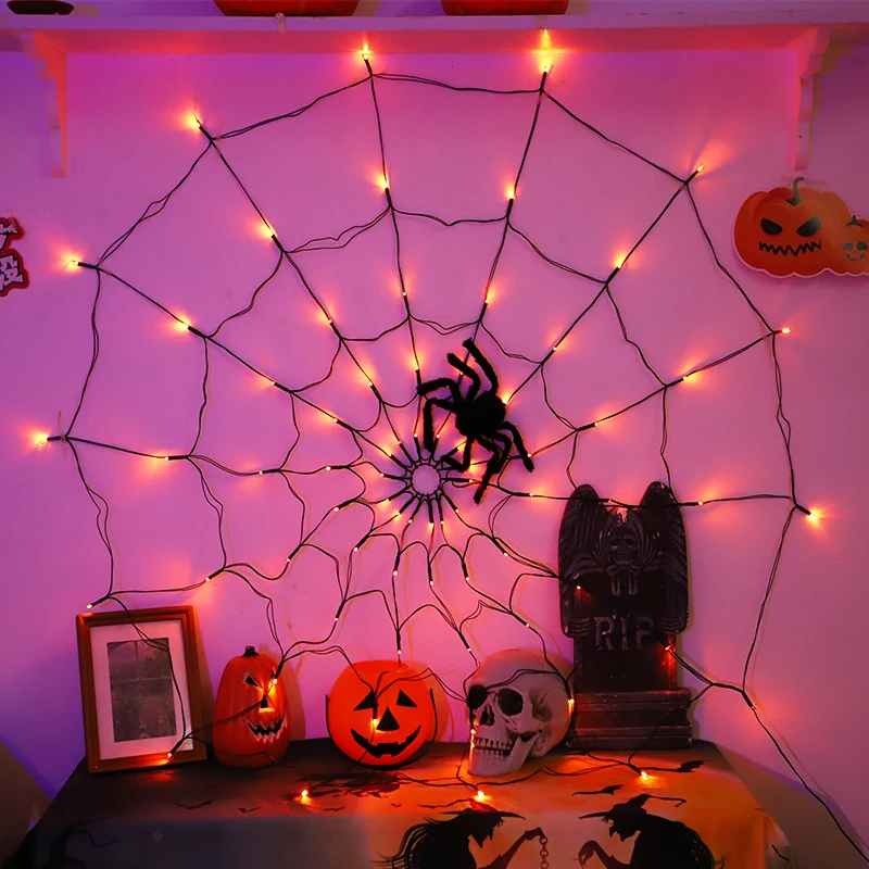 متوهجة شبكة العنكبوت ضوء هالوين الزخرفية LightLEDString أضواء شبح مهرجان الفوانيس أضواء الغلاف الجوي لوازم الحفلات