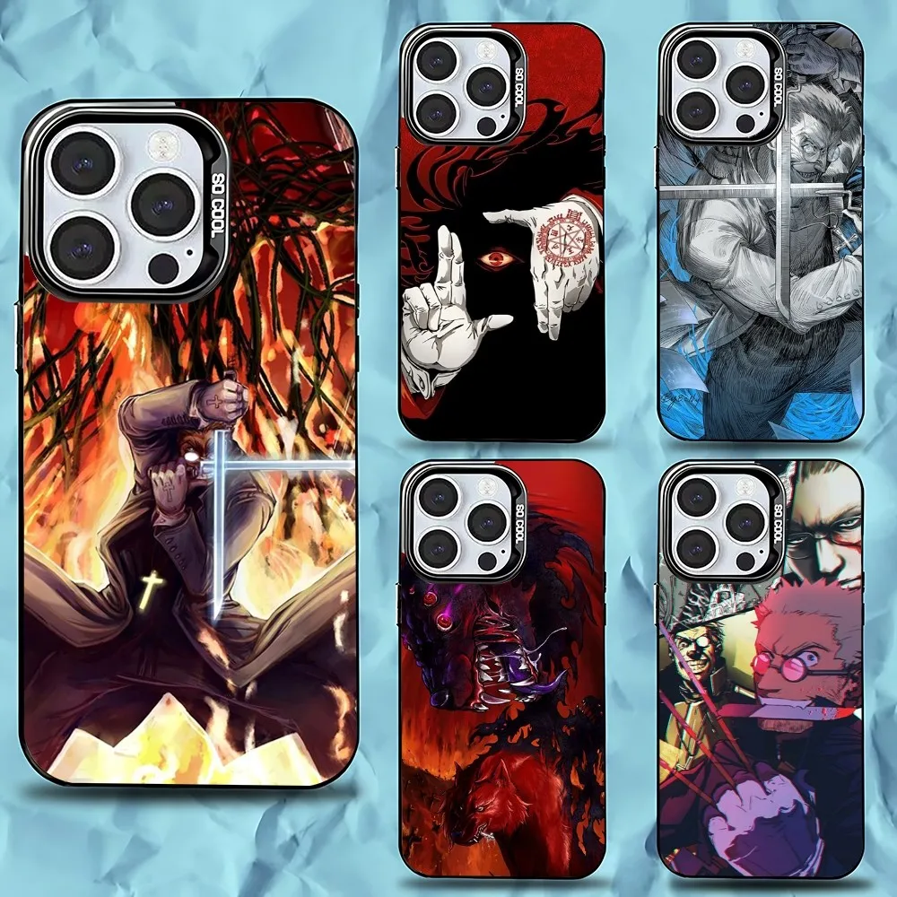 

H-HELLSING Phone Case For iPhone 16,15,14,13,12,11,Pro,Max,Plus,Mini,XS,SE Anti Fall Black Matte Hard Bumper