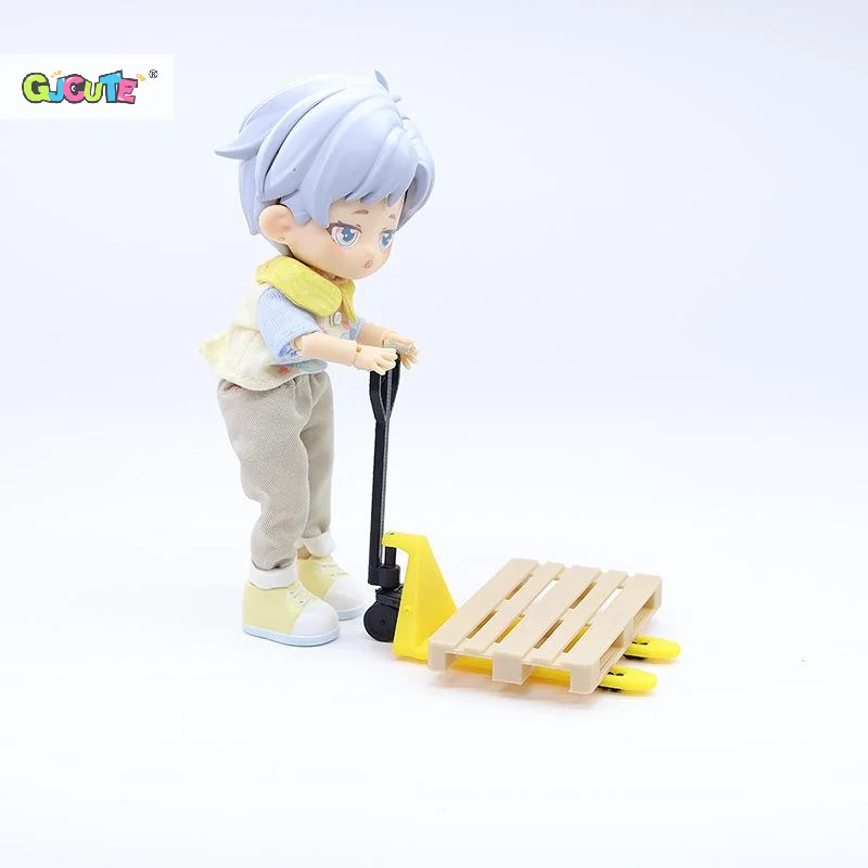 Carretilla elevadora en miniatura para casa de muñecas, Mini bandeja transportadora de simulación, juego de juguetes, accesorios de decoración de escena de comida y juego, regalo para niños, 1/12