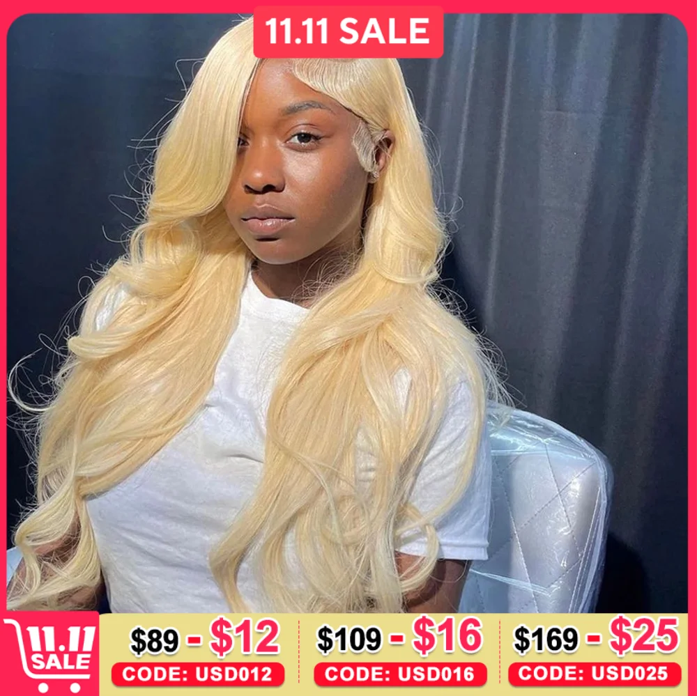 

613 Hd Frontal Wigs 360 13x4 Blonde Body Wave Front Wig Transparent Lace Pre Plucked Brazilian 36 Inch Human Hair Wigs