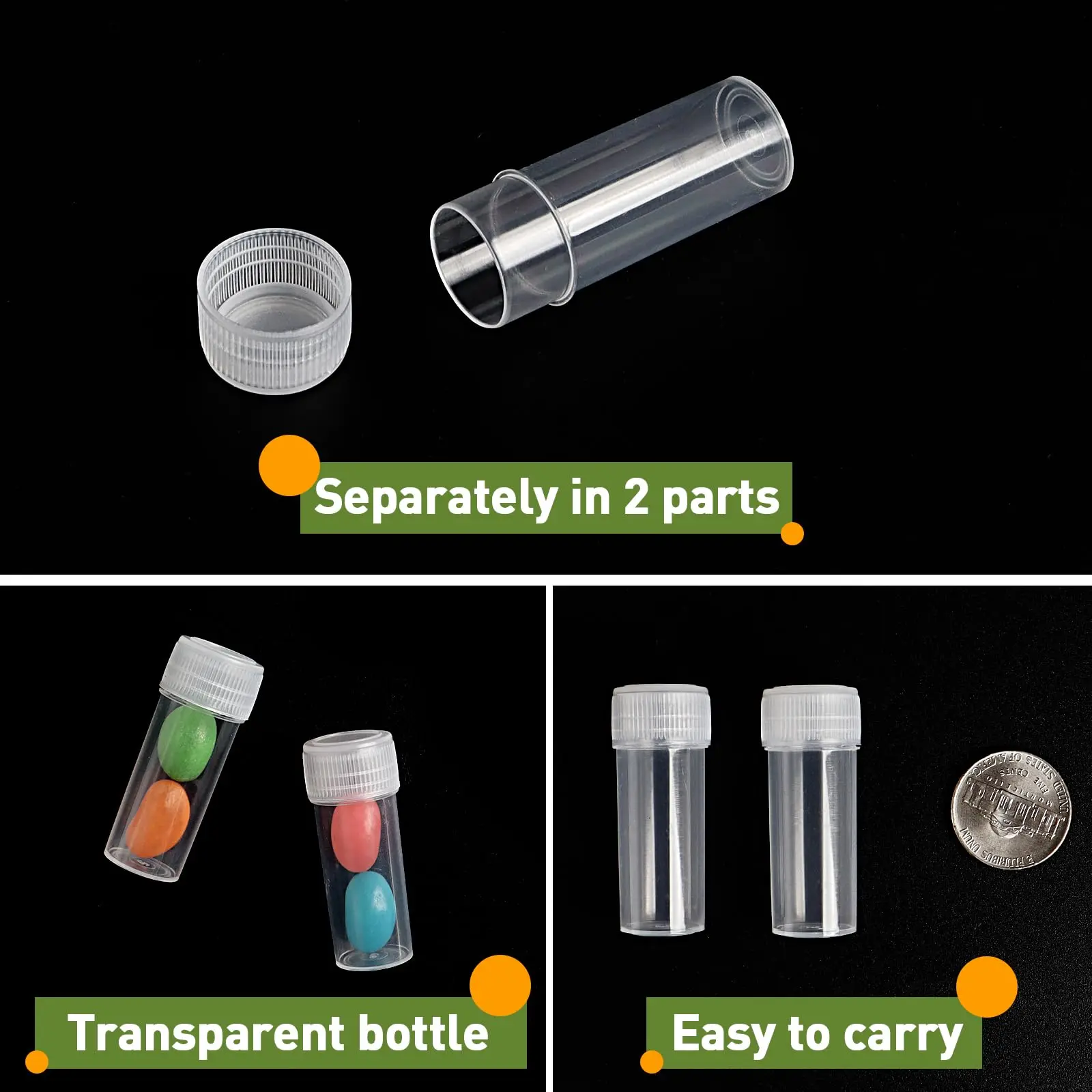 5/7ML Plastic Sample Bottles Vial Storage Mini Clear Storage Case with Lid Vial Storage Container Test Tube for Small Items