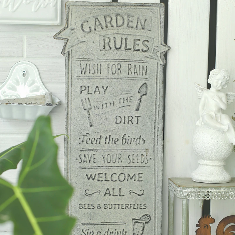 Handcrafted Garden Metal Plate Plaque Vintage Outdoor Sign Rustic Wall Decoration Metal Garden Plaque Outdoor Wall Decor