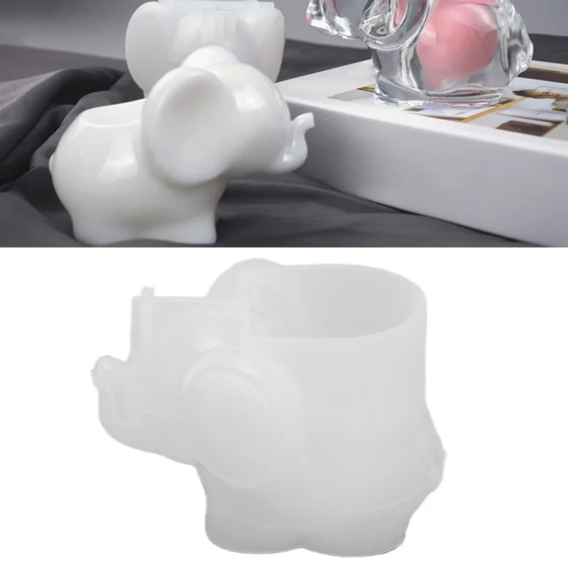 Stampo in silicone flessibile per scatola di immagazzinaggio a forma di elefante per realizzare decorazioni artigianali