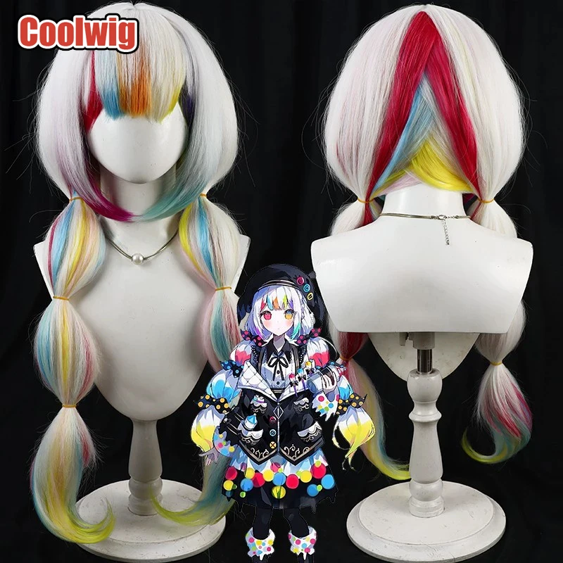 Coolwig Synthetic Hair Jougasaki Noa Cosplay Wigs Magical Girl Witch Trials 100cm White Mixed Yellow Blue Wig Heat Resistant