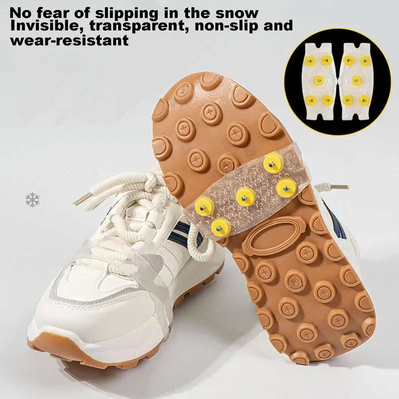 Shoe Ice Grips Ice Grippers TPE Spikes Grips Traction Pair Anti-Slip With 5 Steel Studs Crampons Traction Grips Spikes For Shoes