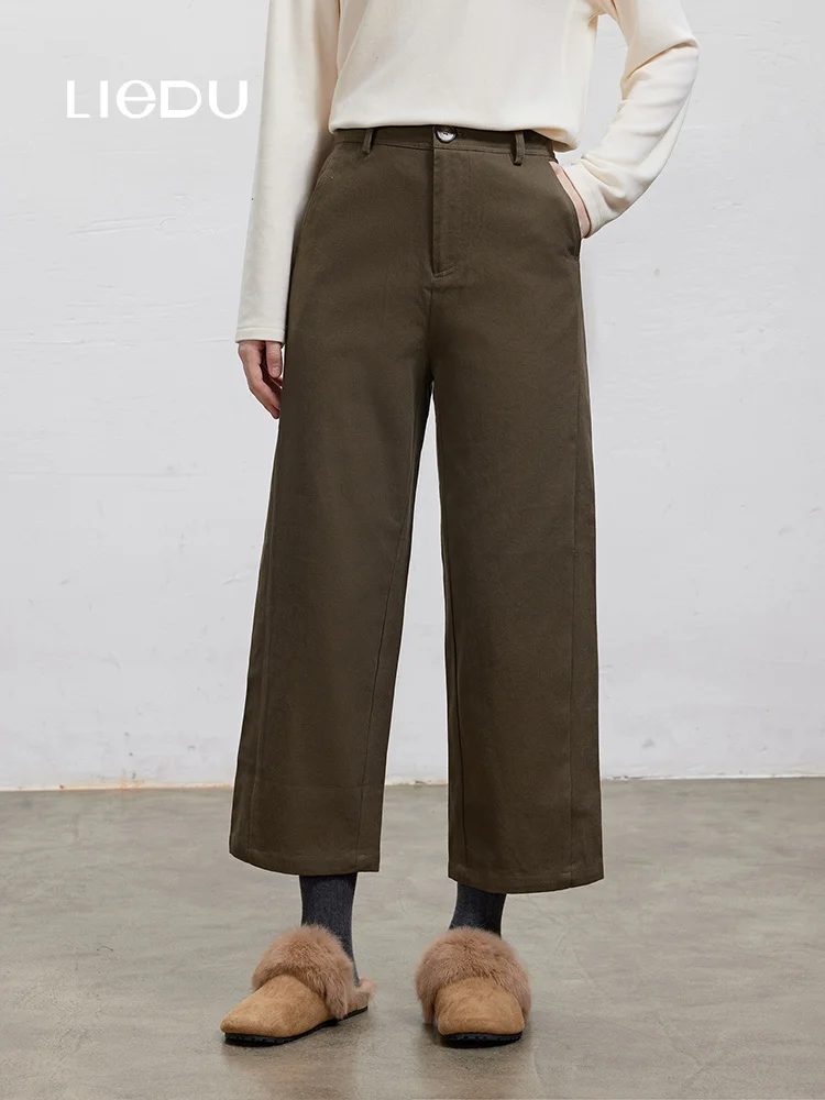 LIEDU Autumn Korean Fashion Elegant Women High Waist Flared Wide Leg Pants Plus Size Soft Stretch Work Office Casual Chic Outfit