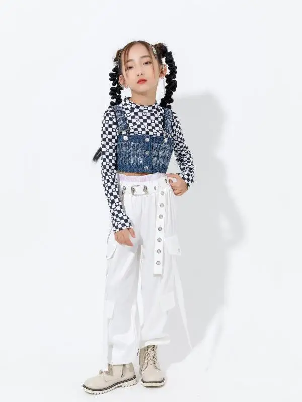 Costumes de spectacle de danse jazz pour enfants, ensembles de spectacle de danse de rue hip-hop pour filles, robe de danse tendance pour enfants