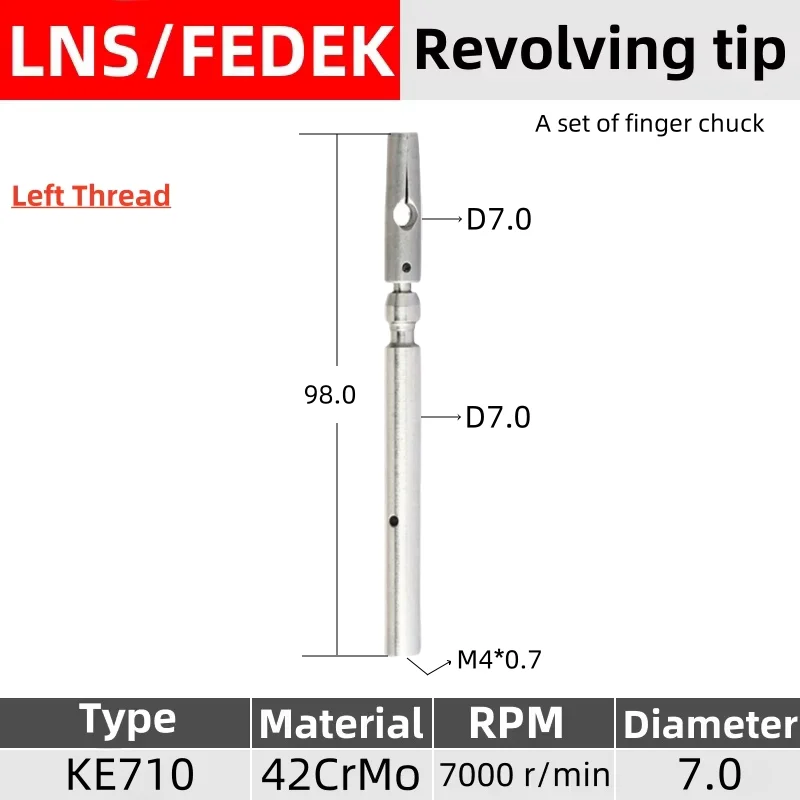 LNS  KE710 4-7# Set Finger Chuck Revolving tip rotary joint M4*0.7 Left Thread XT320 S2  Fedek  Automatic Bar Feeder Parts