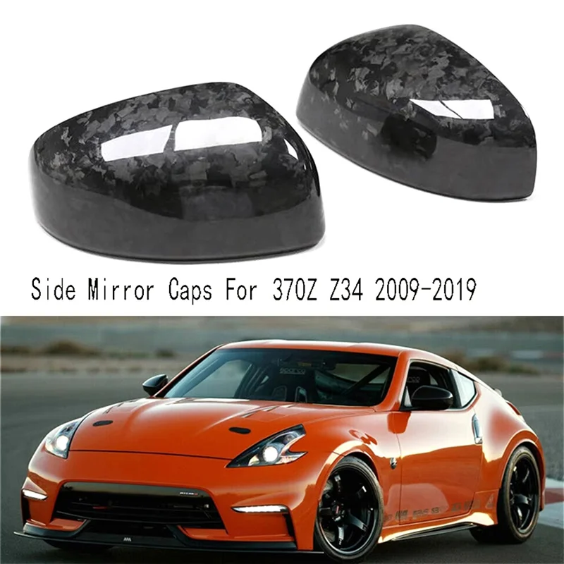 

1 Pair Rearview Mirror Cover Forged Carbon Fiber Side Mirror Caps Door Mirror Housing For Nissan 370Z Z34 2009-2019-A65M