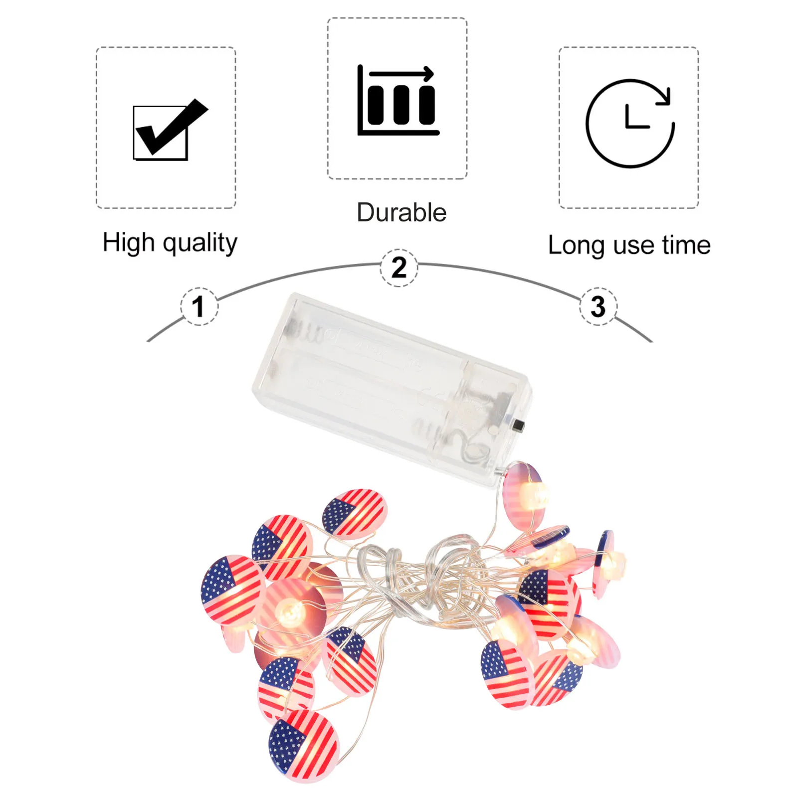 

Patriotic National Flag Led String Lights Powered Party Decorative Copper Lamps Warm White American