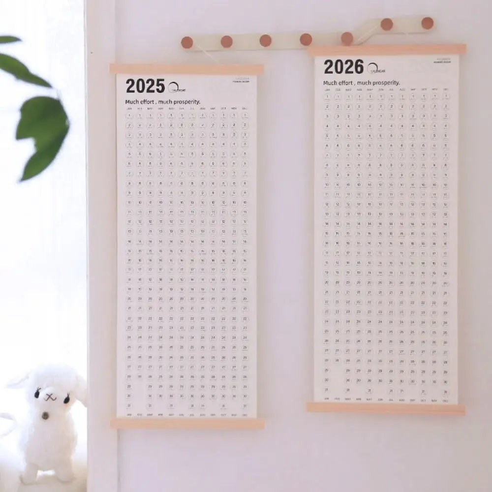 Wooden Frame Wall Hanging Calendar Convenient Hanging 2025 Wall Calendar Rectangle Paper Self-discipline Schedule Planner