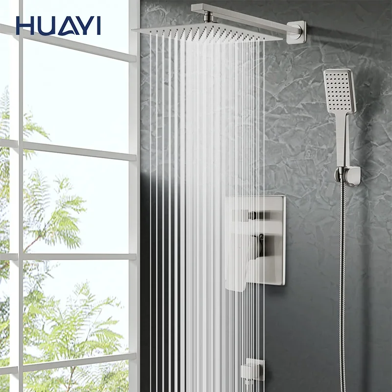 005 Factory Brushed Nickel Shower Mixer bathroom high pressure rain shower set
