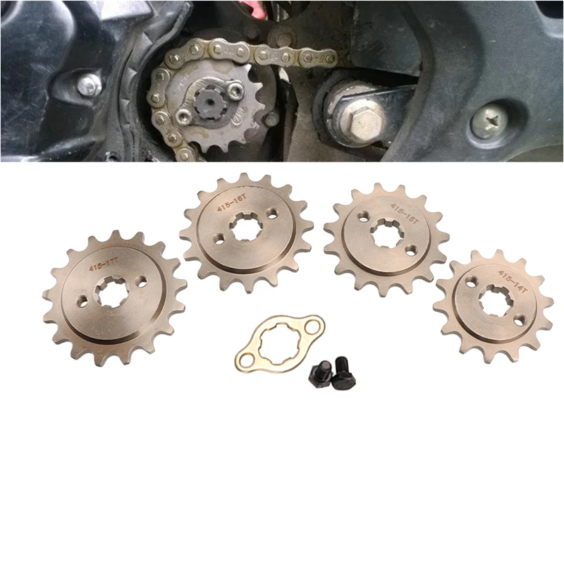 Motorcycle front engine 415# 17mm-14T 15T 16T 17T transmission gear suitable for off-road vehicles ATV four-wheel karts