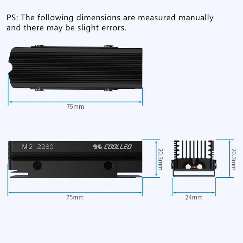 COOLLEO CL-SSD V3 M.2 2280 SSD Heat Sink with 14.8W/MK Thermal Pad 2 Heat Pipes Solid State Drive Radiator