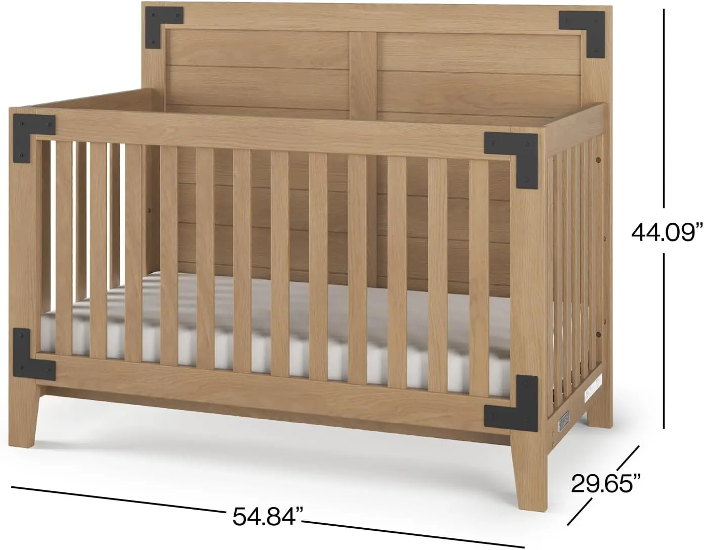 Child Craft Lucas 4-in-1 Convertible Crib, Baby Crib Converts to Day Bed, Toddler Bed and Full Size Bed, 3 Adjustable Mattress