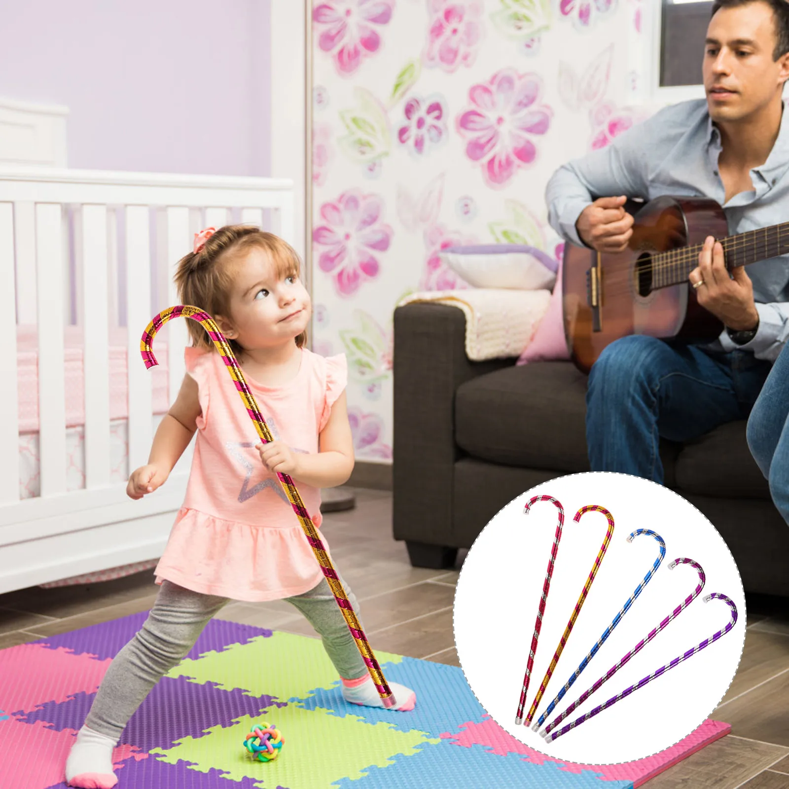 

5pcs Two Color Jazz Dance Crutch Stage Performance Props Decor Walking Stick Accessory For Kids Party Carnival Show Use Random