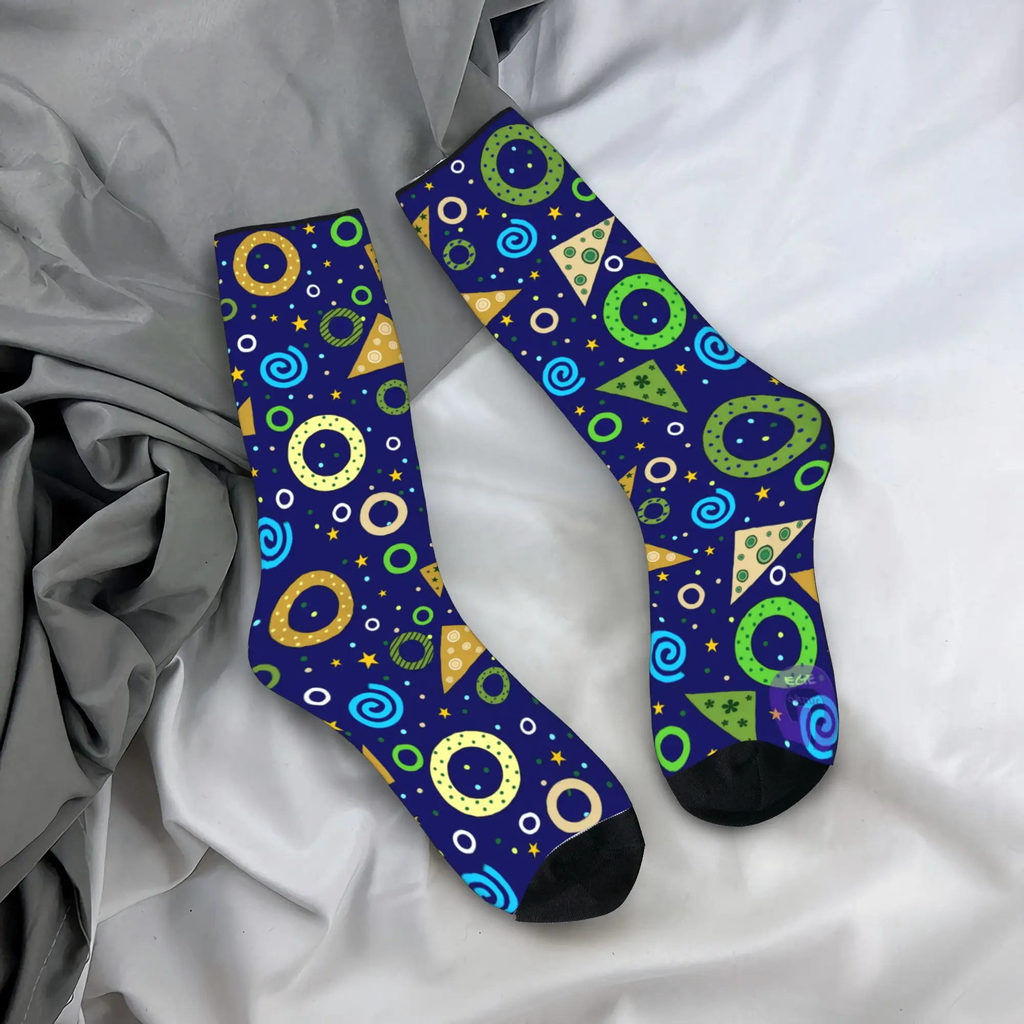 Circle Geometric Print Stockings  Custom Casual Socks Winter Non Skid Socks Unisex Men Running Sports Comfortable Socks