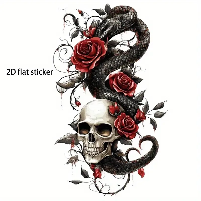 

9x15cm Gothic Skull & Rose Stickers, Suitable for Laptop, Water Bottle, Car, Truck, Van, SUV, Motorcycle, Wall, Bumper, Window