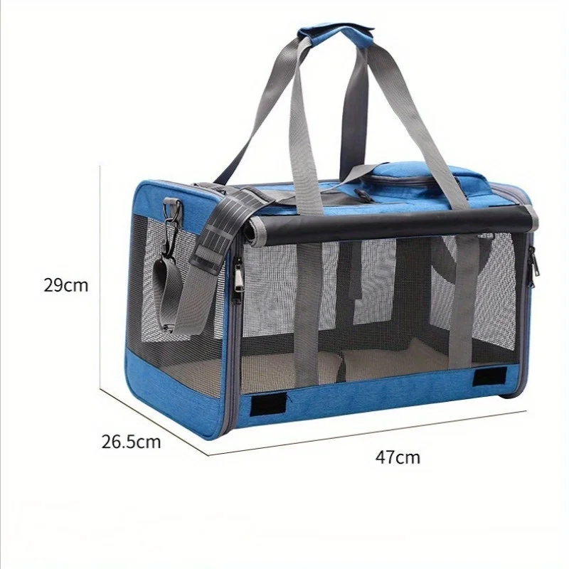 Sturdy and Stylish Pet Carrier Bag with Mesh Ventilation and Adjustable Shoulder Strap for Safe and Comfortable Transport