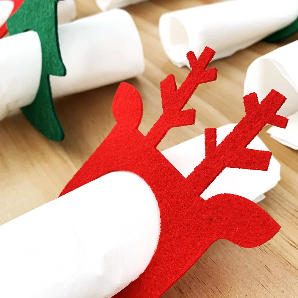 

12pcs Christmas Napkin Rings Set Nonwoven Holiday Table Decor For Party Dinner Banquet Celebration Supplies Kitchen Bar
